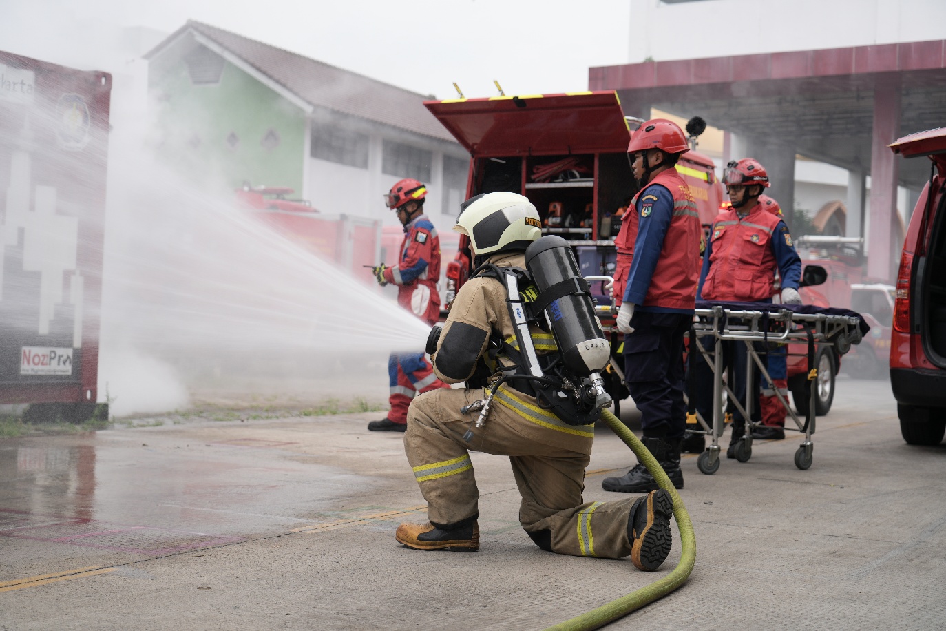 A firefighter spraying water on a fire
<p>AI-generated content may be incorrect."></p><p style=